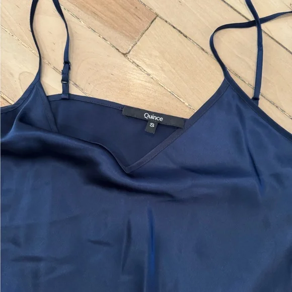 Quince - Set of 2 Silk Slip Dresses - Navy & Cream - Picture 3 of 7